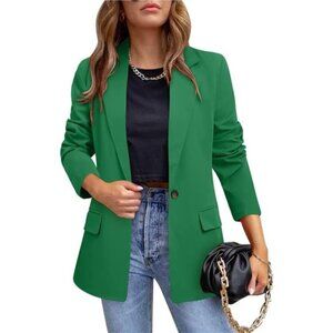 Womens Casual Blazer Jacket LongSleeve OpenFront Work Office Blazer Lapel Button